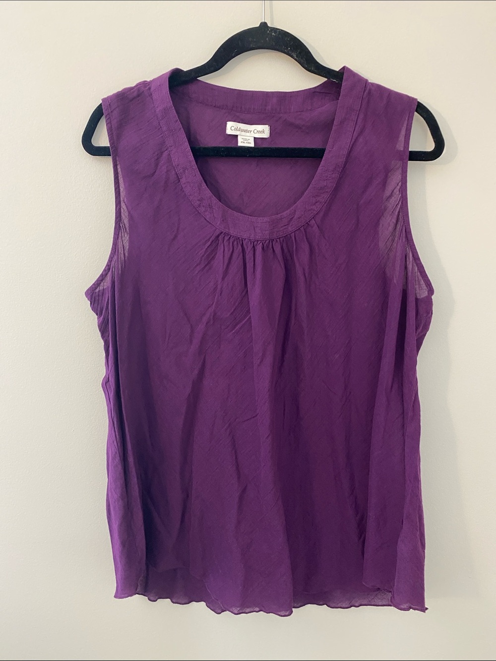 Coldwater Creek 100% Cotton Deep Purple Sleeveless Scoop Neck Tank Lightweight